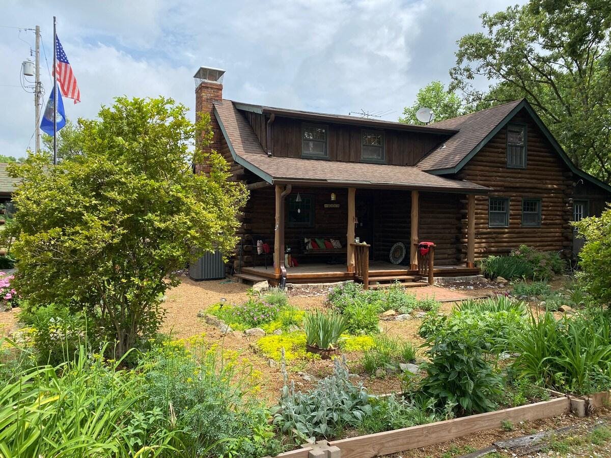 The main cabin was shipped here from the east coast in 1977 by Jim and Marilyn Westerfield.  The mint that Jim created (over 60 varieties!) still grows wild in our winsome garden beds.  
